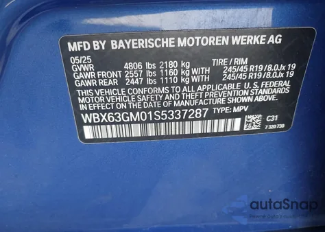 2025 BMW X2 xDrive28I z USA, uszkodzony, nr VIN WBX63GM01S5337287